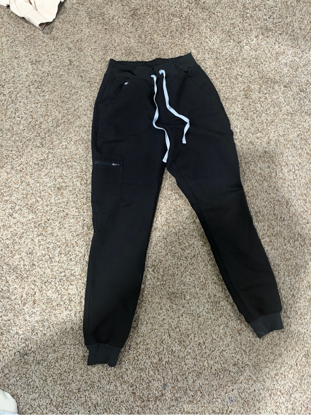 Figs Women’s Black Jogger Sweatpants with White Drawstring. Regular length